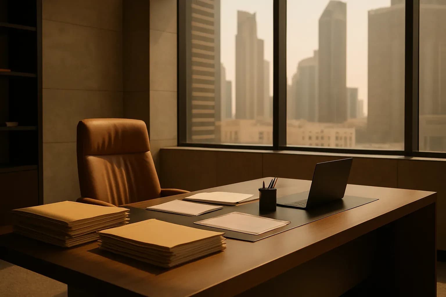 Photograph of a modern UAE office interior during daylight hours